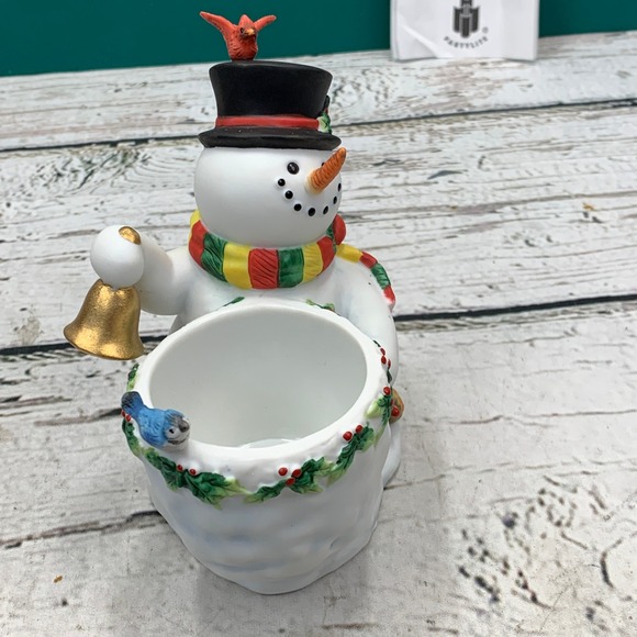 PartyLite Snowbell Votive‎ Holder Snowman with Birds Fine Porcelain 1 P7249 - Picture 6 of 9